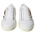 Dolce & Gabbana White Leather Gold Red Heart Sneakers Shoes - Zeiniez
