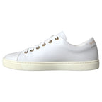 Dolce & Gabbana White Leather Gold Red Heart Sneakers Shoes - Zeiniez