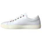 Dolce & Gabbana White Leather Gold Red Heart Sneakers Shoes