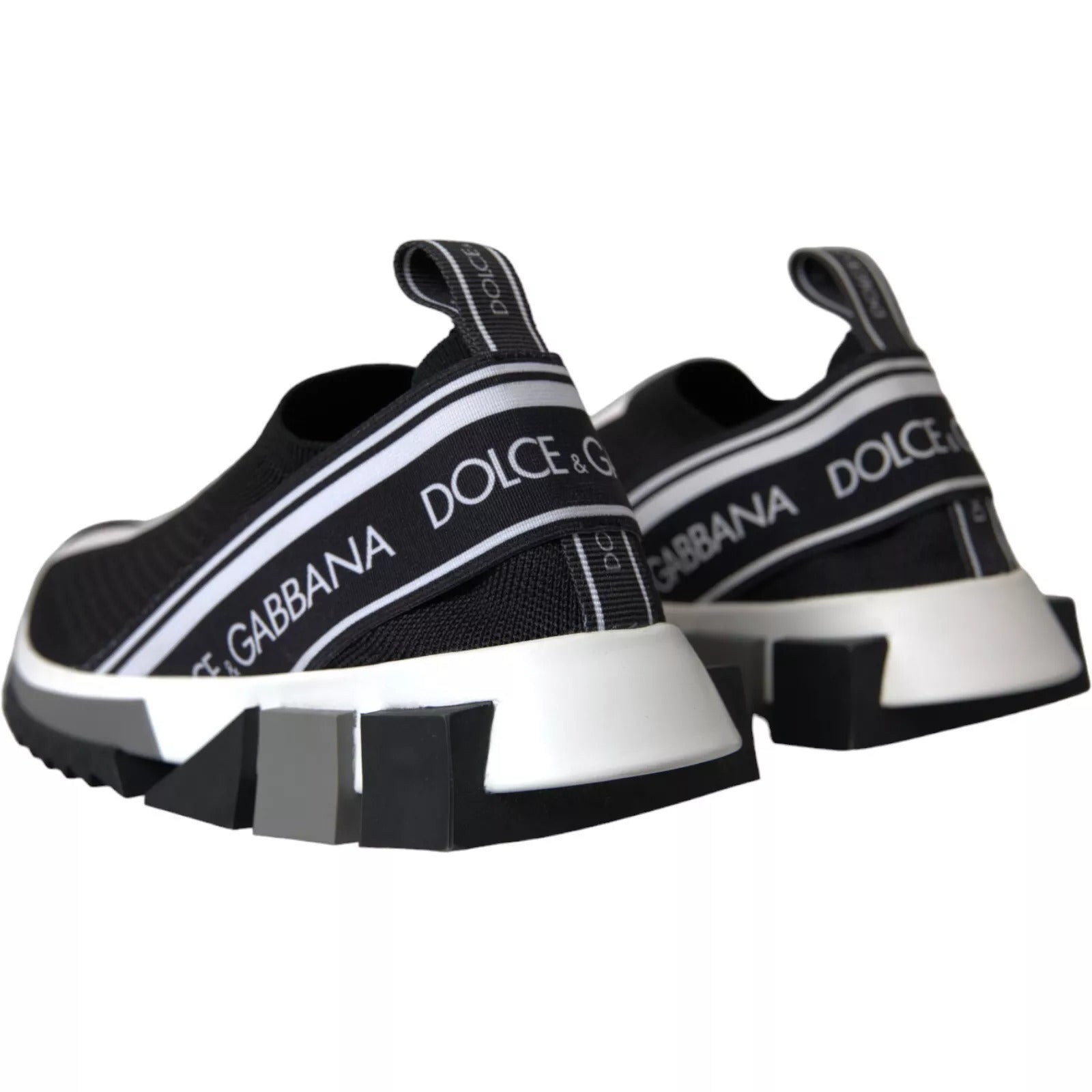 Dolce & Gabbana Black White Slip On Sorrento Sneakers Shoes - Zeiniez