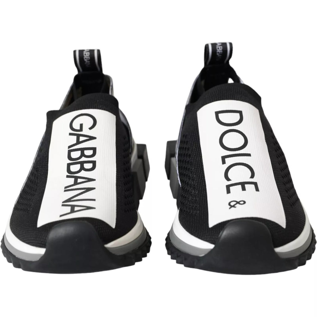 Dolce & Gabbana Black White Slip On Sorrento Sneakers Shoes - Zeiniez