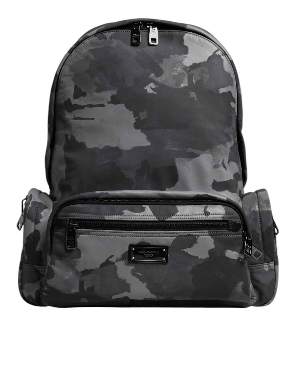 Dolce & Gabbana Gray Cotton Camouflage Logo Plaque Backpack Bag - Zeiniez