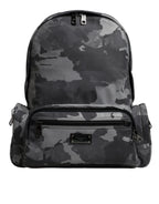 Dolce & Gabbana Gray Cotton Camouflage Logo Plaque Backpack Bag - Zeiniez