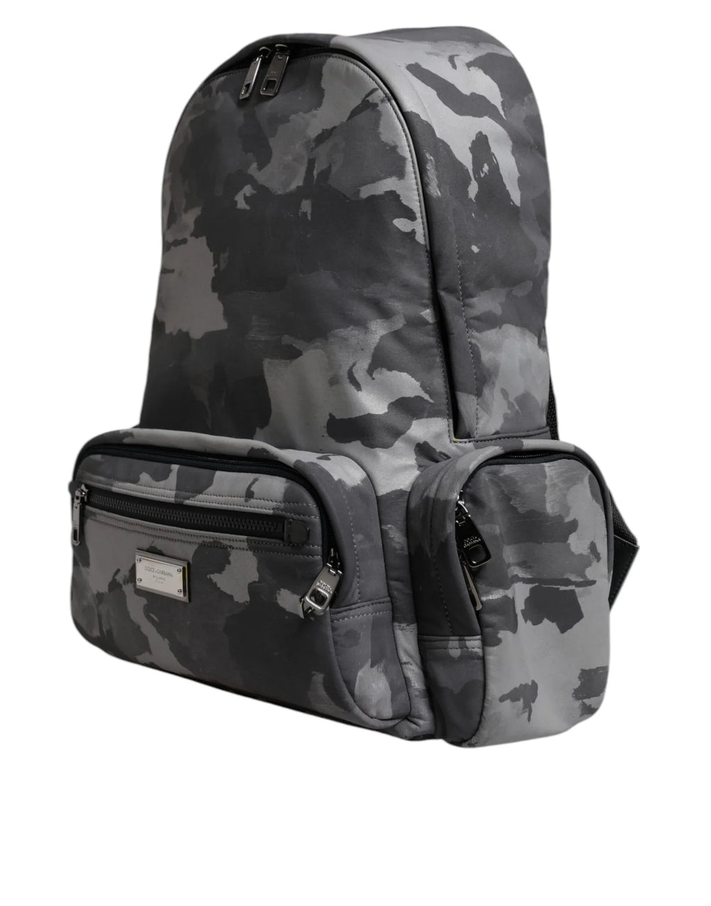 Dolce & Gabbana Gray Cotton Camouflage Logo Plaque Backpack Bag - Zeiniez
