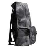 Dolce & Gabbana Gray Cotton Camouflage Logo Plaque Backpack Bag - Zeiniez