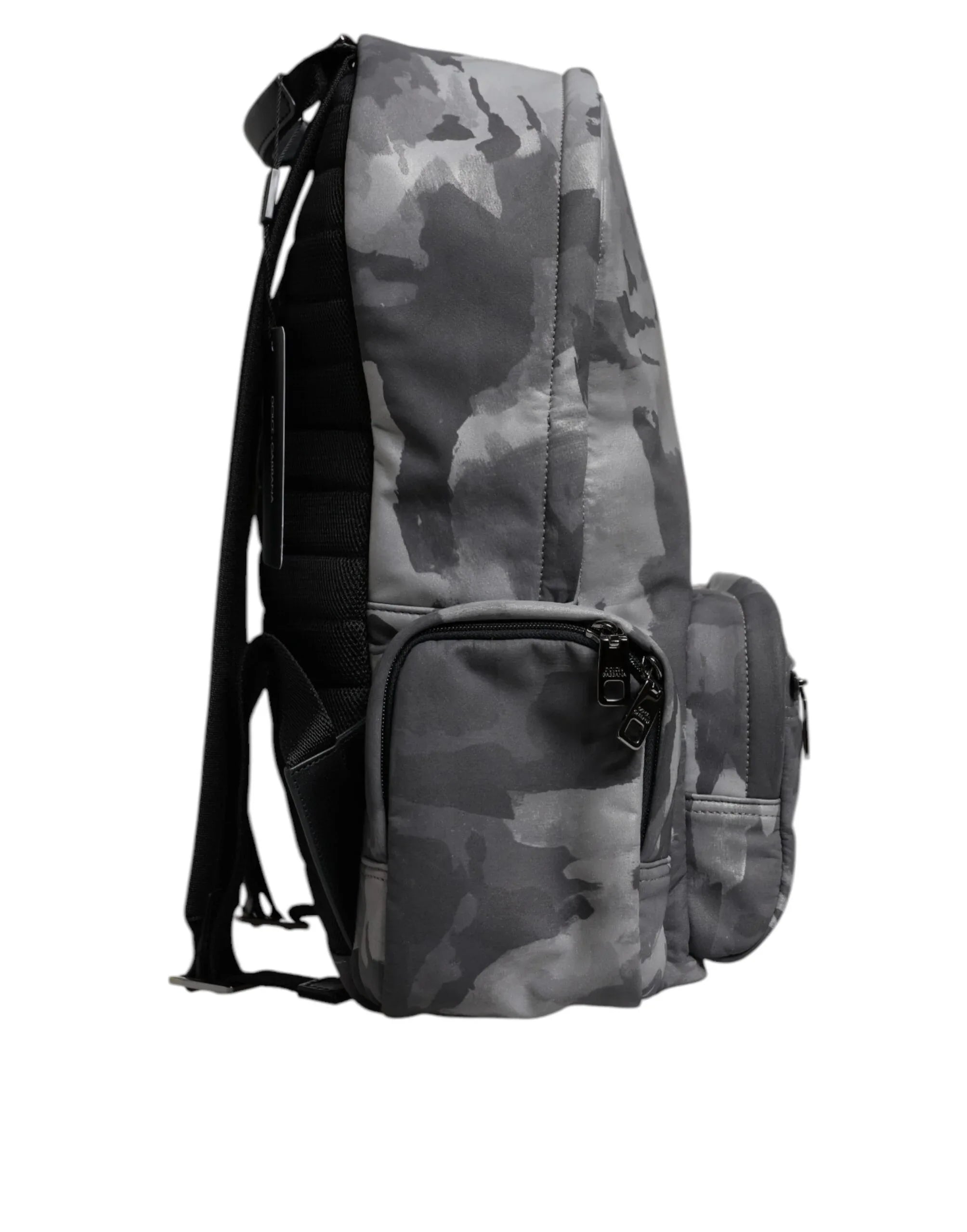 Dolce & Gabbana Gray Cotton Camouflage Logo Plaque Backpack Bag - Zeiniez