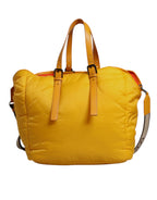 Dolce & Gabbana Yellow Orange Nylon Logo Plaque Hand Shoulder Tote Bag - Zeiniez