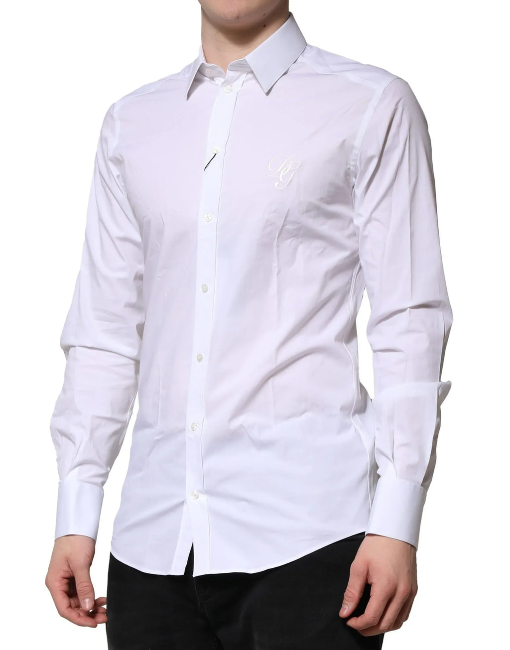 Dolce & Gabbana White Cotton GOLD Long Sleeves Formal Shirt - Zeiniez