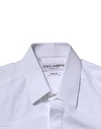 Dolce & Gabbana White Cotton GOLD Long Sleeves Formal Shirt - Zeiniez