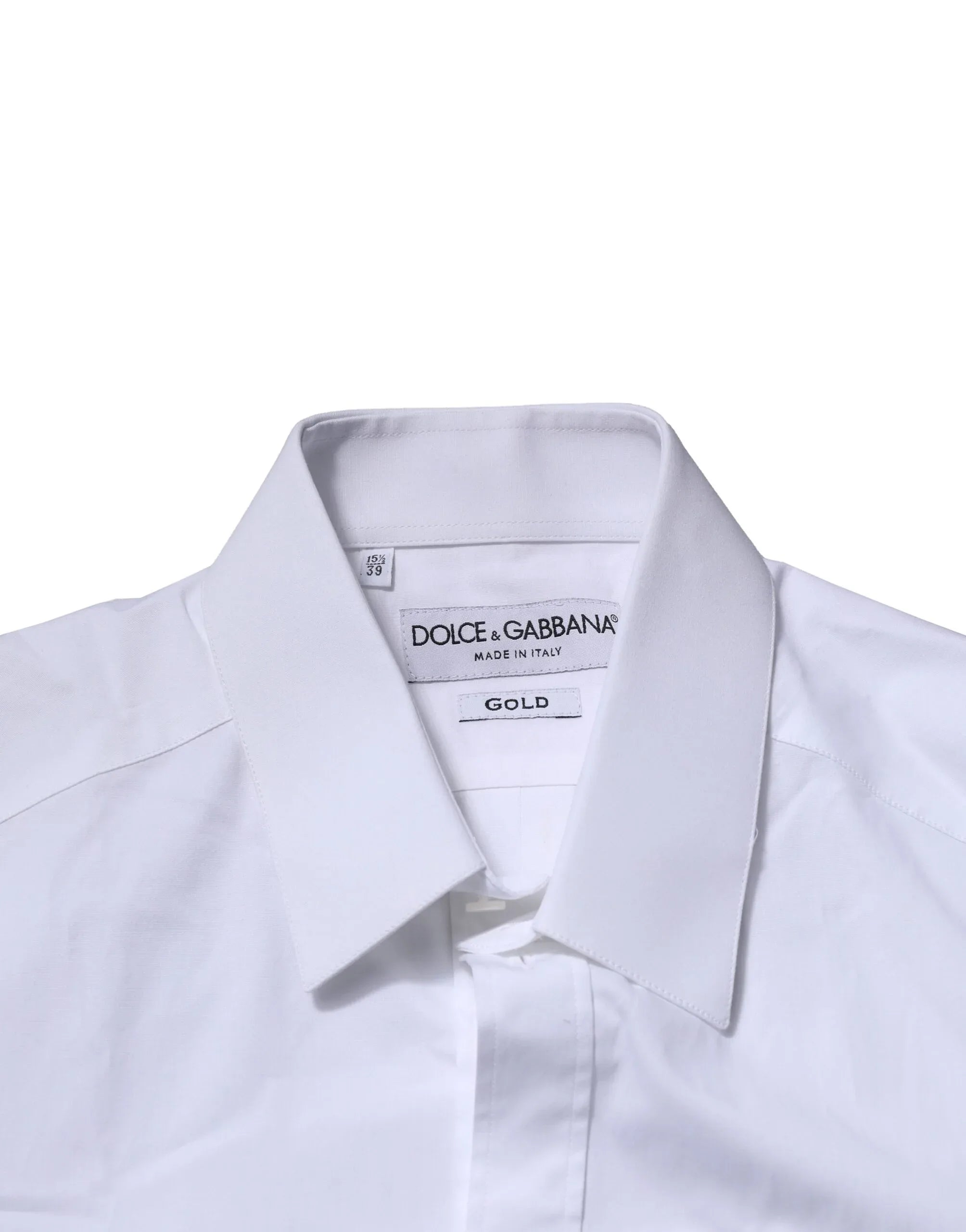 Dolce & Gabbana White Cotton GOLD Long Sleeves Formal Shirt - Zeiniez