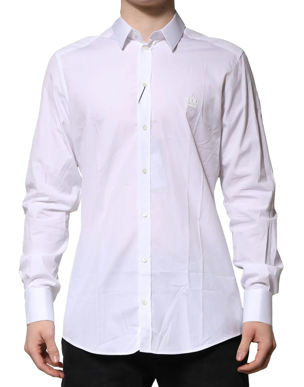 Dolce & Gabbana White Cotton GOLD Long Sleeves Formal Shirt - Zeiniez