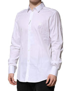 Dolce & Gabbana White Cotton GOLD Long Sleeves Formal Shirt - Zeiniez