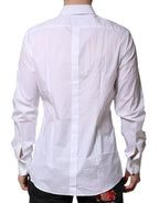 Dolce & Gabbana White Cotton GOLD Long Sleeves Formal Shirt - Zeiniez