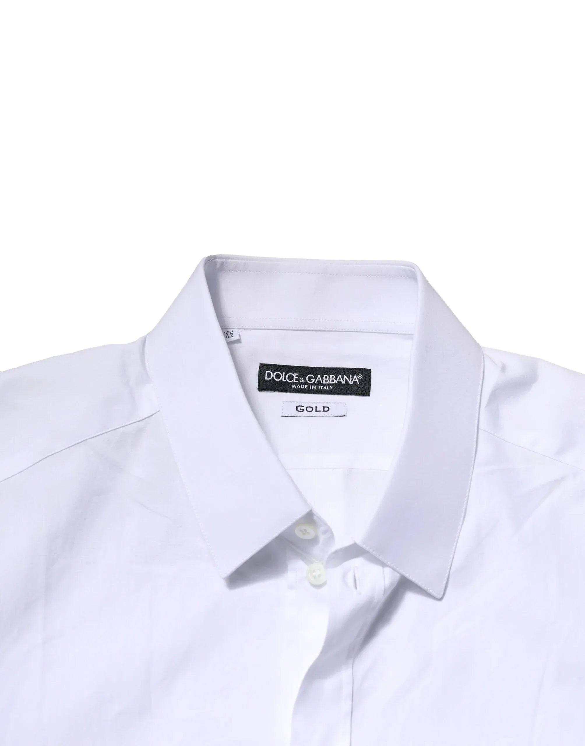 Dolce & Gabbana White Cotton GOLD Long Sleeves Formal Shirt - Zeiniez