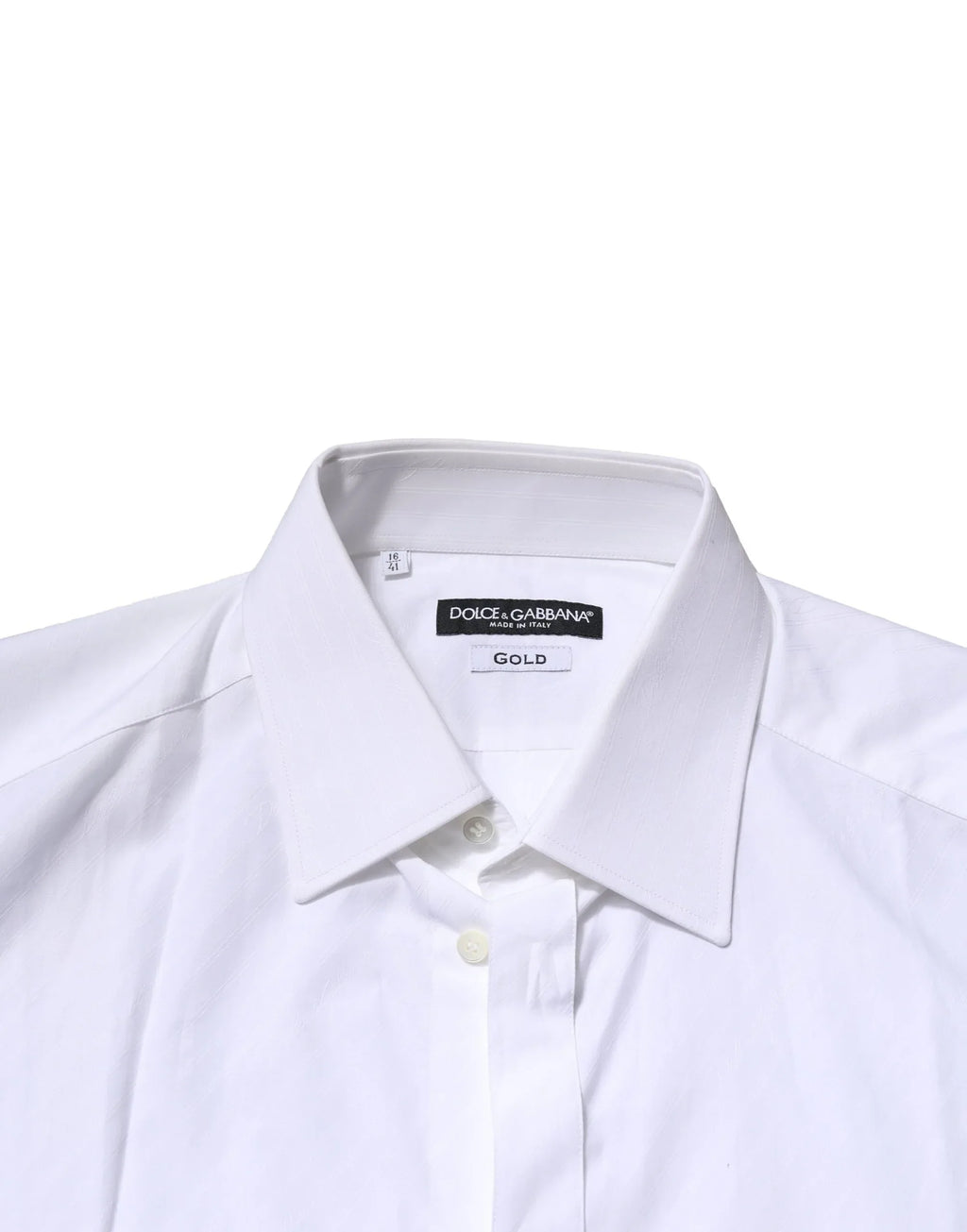Dolce & Gabbana White Cotton GOLD Long Sleeves Formal Shirt - Zeiniez