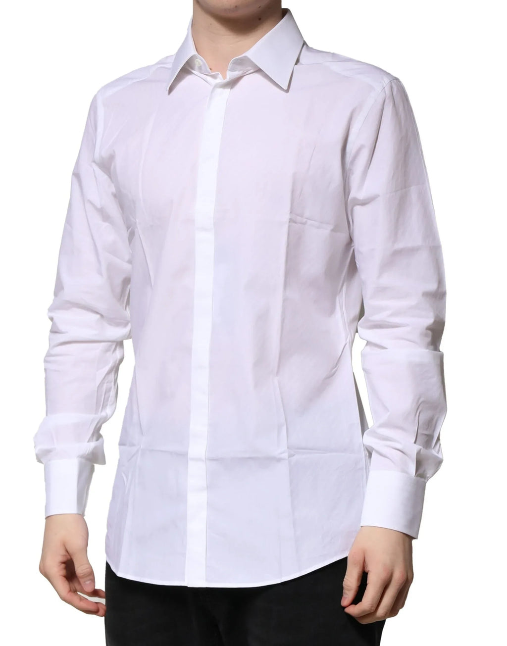 Dolce & Gabbana White Cotton Long Sleeves GOLD Formal Shirt - Zeiniez