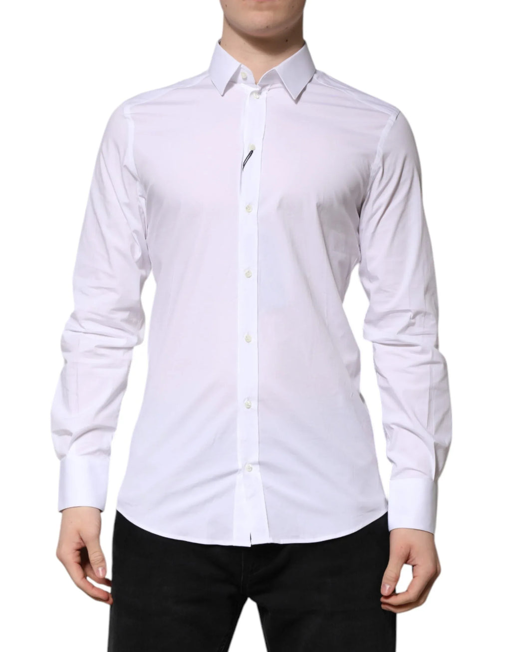 Dolce & Gabbana White Cotton GOLD Long Sleeves Formal Shirt - Zeiniez