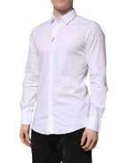 Dolce & Gabbana White Cotton GOLD Long Sleeves Formal Shirt - Zeiniez