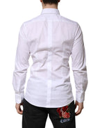 Dolce & Gabbana White Cotton GOLD Long Sleeves Formal Shirt - Zeiniez