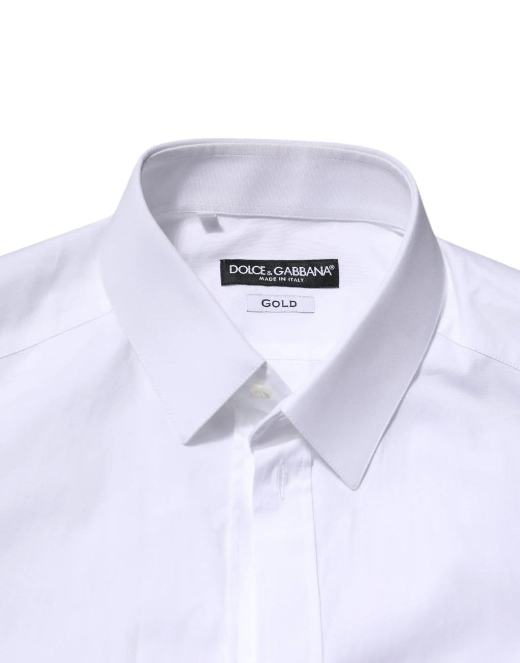 Dolce & Gabbana White Cotton GOLD Long Sleeves Formal Shirt - Zeiniez