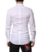 Dolce & Gabbana White Cotton GOLD Long Sleeves Formal Shirt - Zeiniez