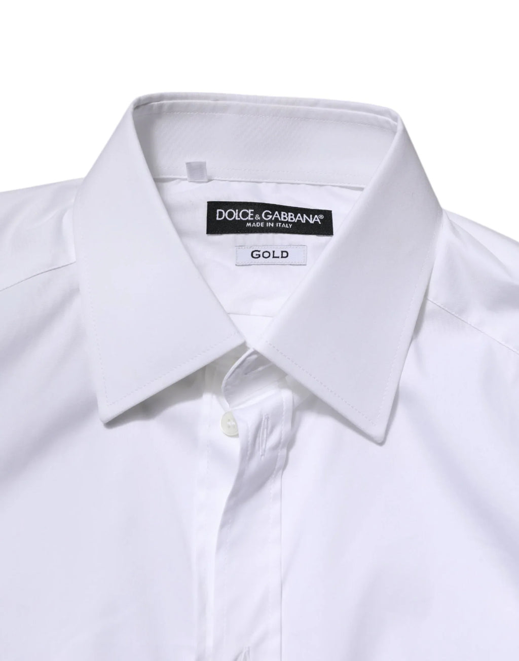 Dolce & Gabbana White Cotton GOLD Long Sleeves Formal Shirt - Zeiniez