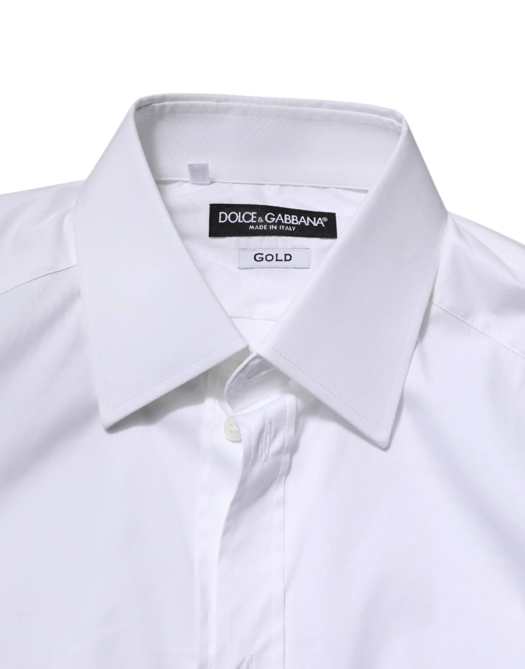 Dolce & Gabbana White Cotton GOLD Long Sleeves Formal Shirt - Zeiniez