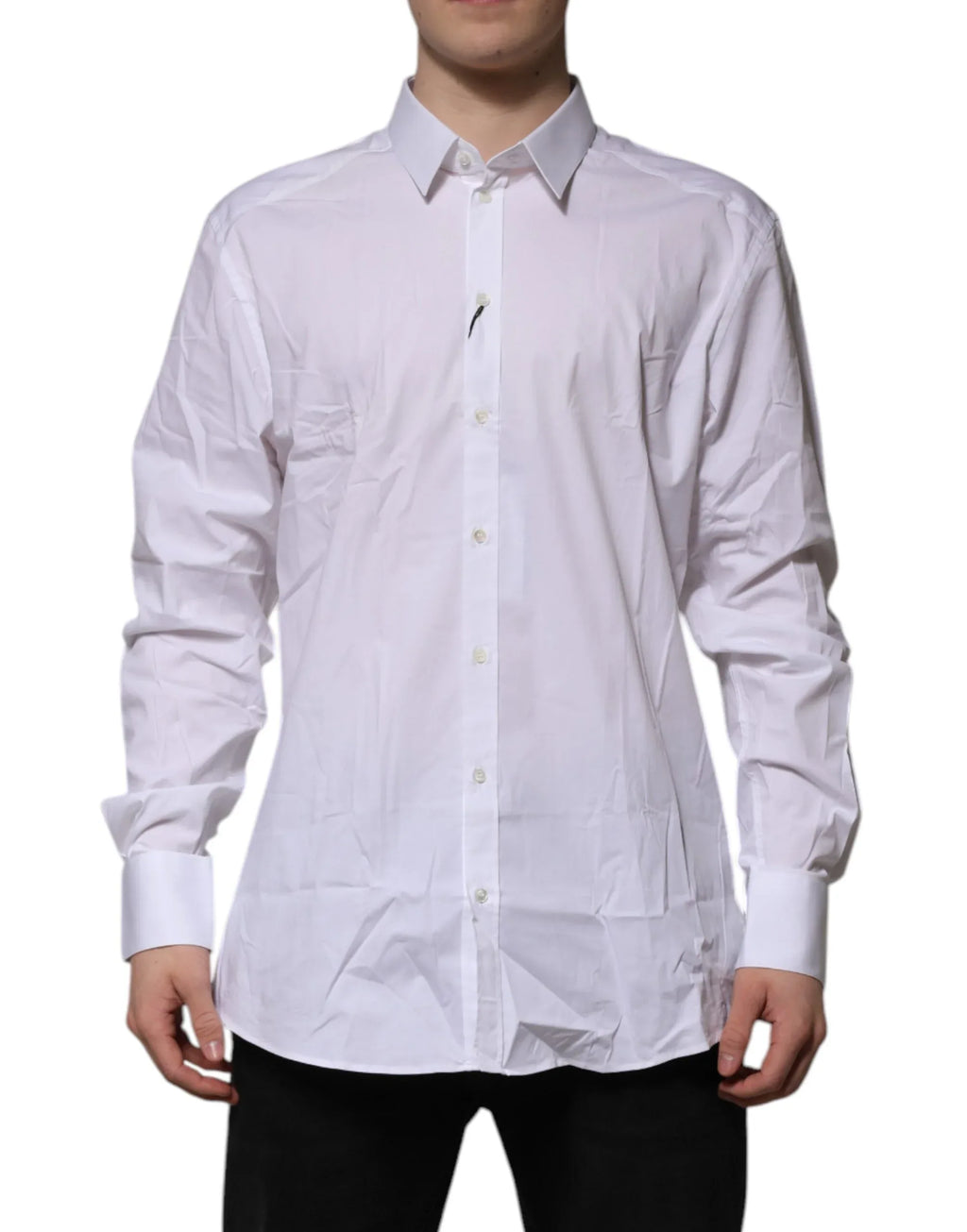 Dolce & Gabbana White Cotton GOLD Long Sleeves Formal Shirt - Zeiniez