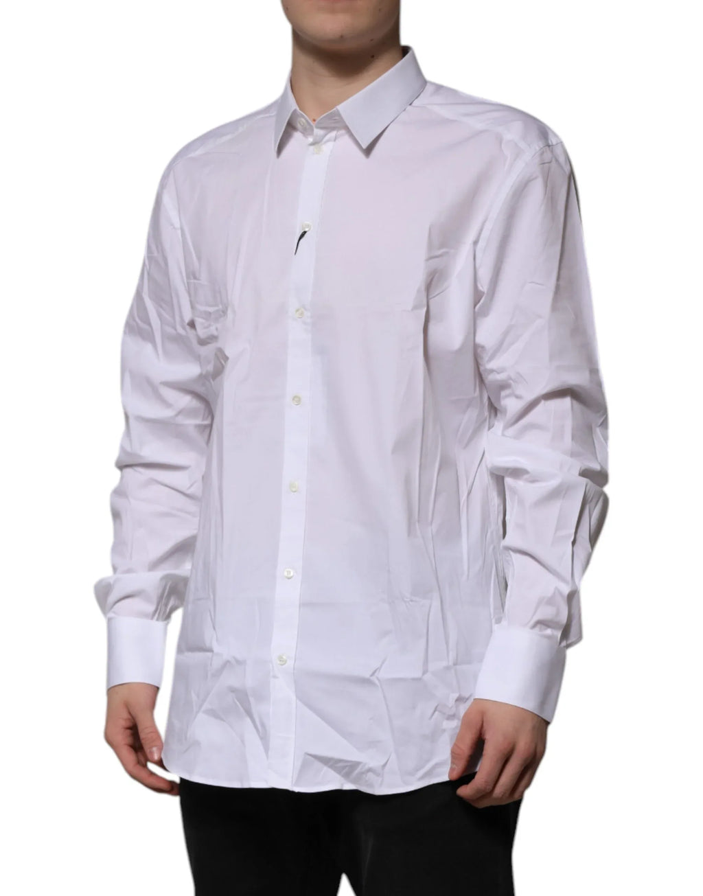 Dolce & Gabbana White Cotton GOLD Long Sleeves Formal Shirt - Zeiniez