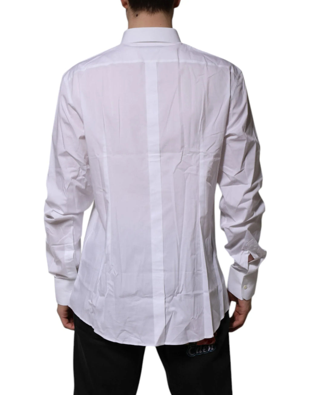 Dolce & Gabbana White Cotton GOLD Long Sleeves Formal Shirt - Zeiniez