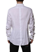 Dolce & Gabbana White Cotton GOLD Long Sleeves Formal Shirt - Zeiniez
