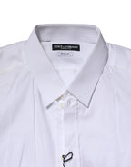 Dolce & Gabbana White Cotton GOLD Long Sleeves Formal Shirt - Zeiniez