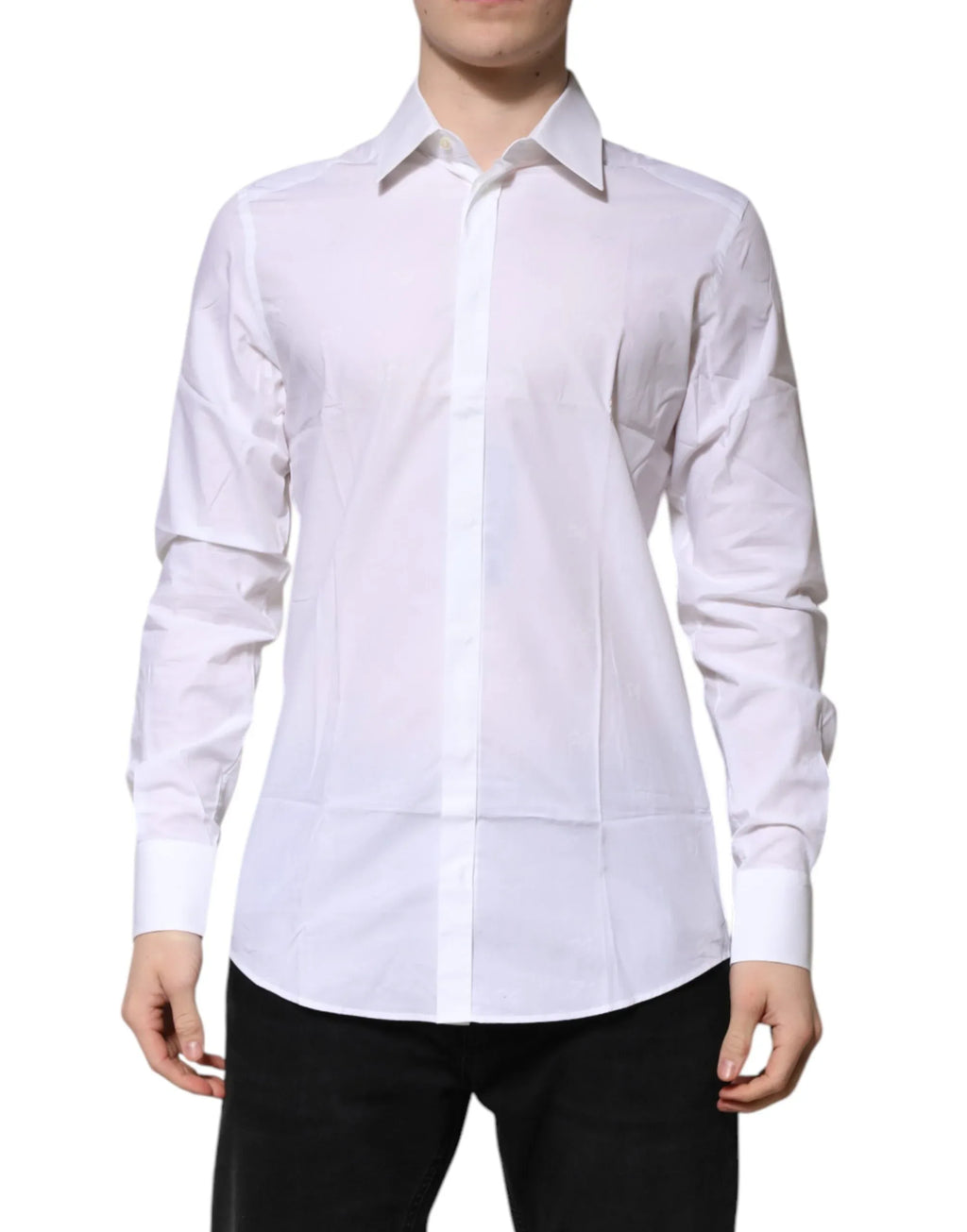 Dolce & Gabbana White Cotton GOLD Long Sleeves Formal Shirt - Zeiniez