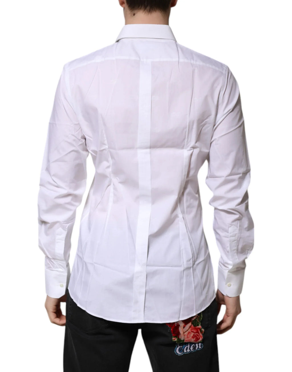 Dolce & Gabbana White Cotton GOLD Long Sleeves Formal Shirt - Zeiniez