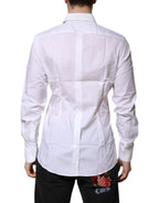 Dolce & Gabbana White Cotton GOLD Long Sleeves Formal Shirt - Zeiniez
