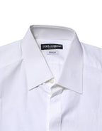Dolce & Gabbana White Cotton GOLD Long Sleeves Formal Shirt - Zeiniez