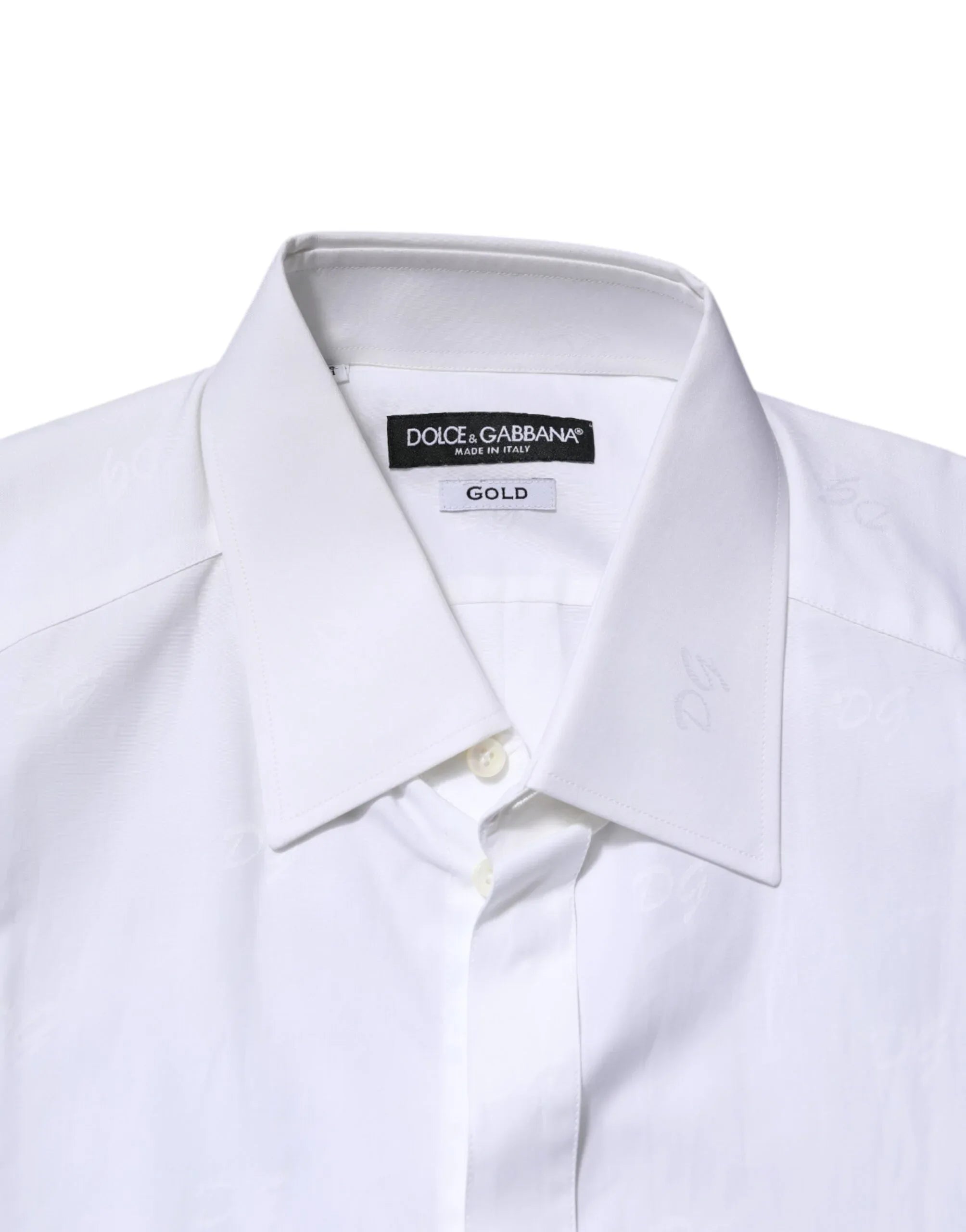 Dolce & Gabbana White Cotton GOLD Long Sleeves Formal Shirt - Zeiniez
