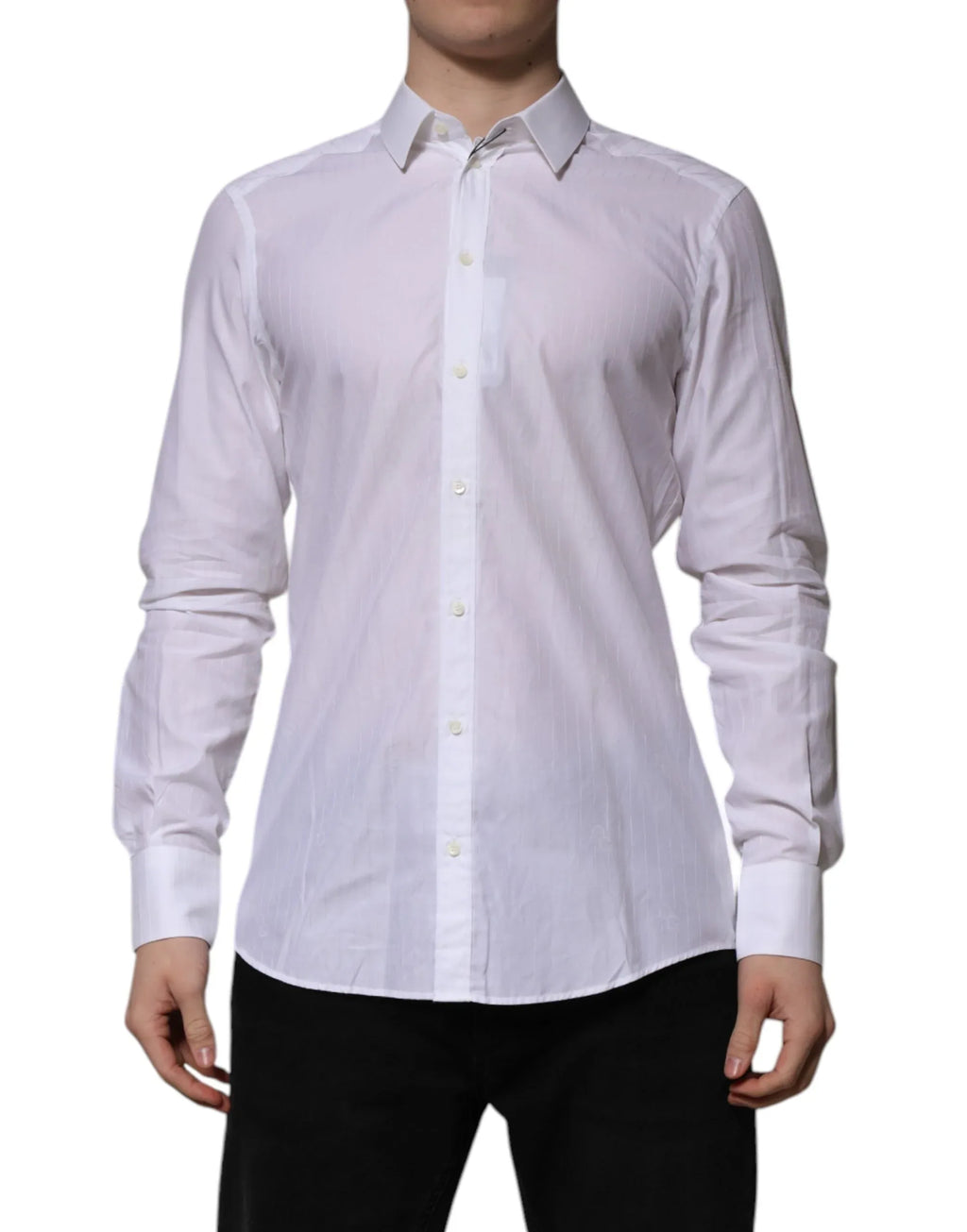 Dolce & Gabbana White Cotton MARTINI Long Sleeve Formal Shirt - Zeiniez