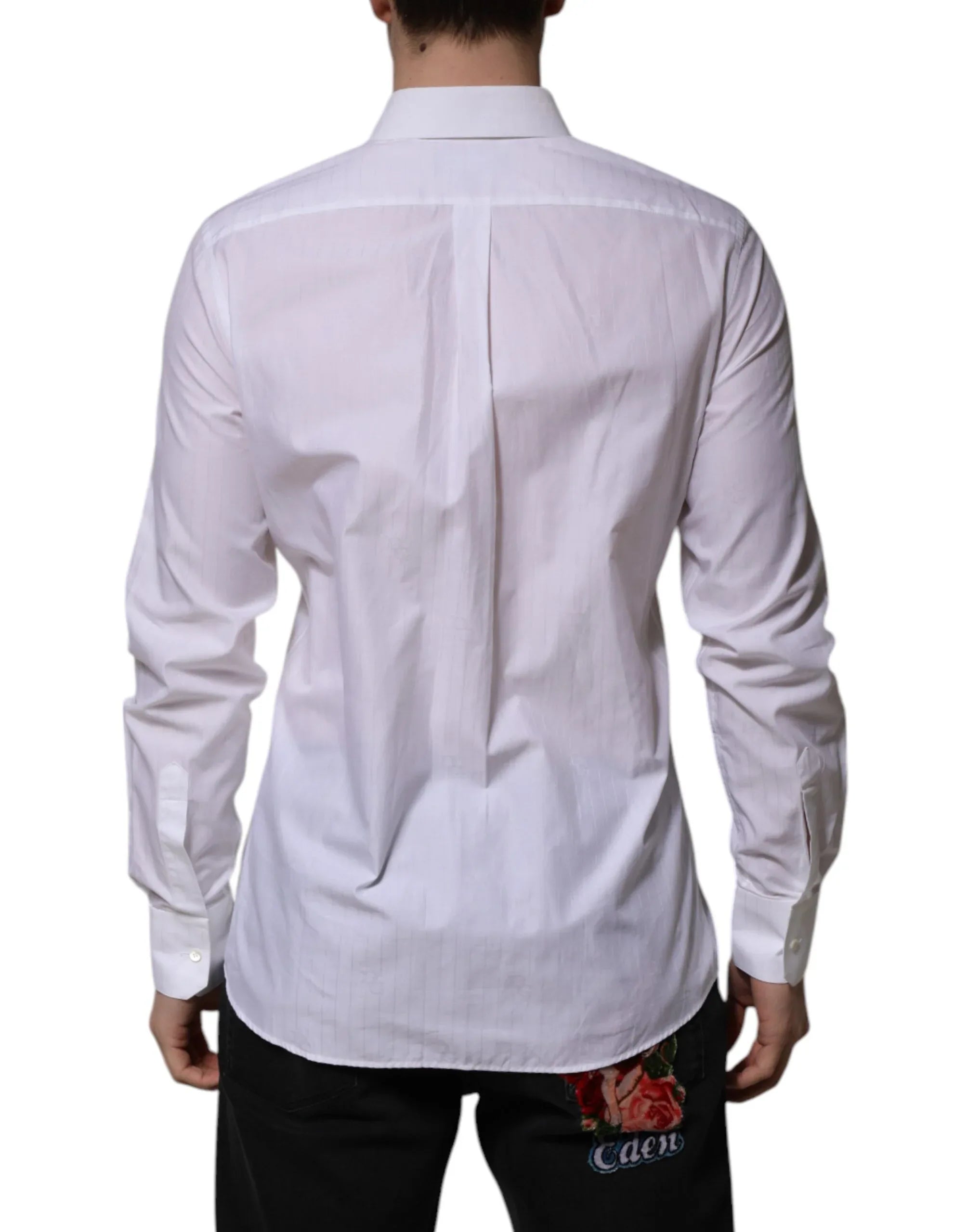 Dolce & Gabbana White Cotton MARTINI Long Sleeve Formal Shirt - Zeiniez