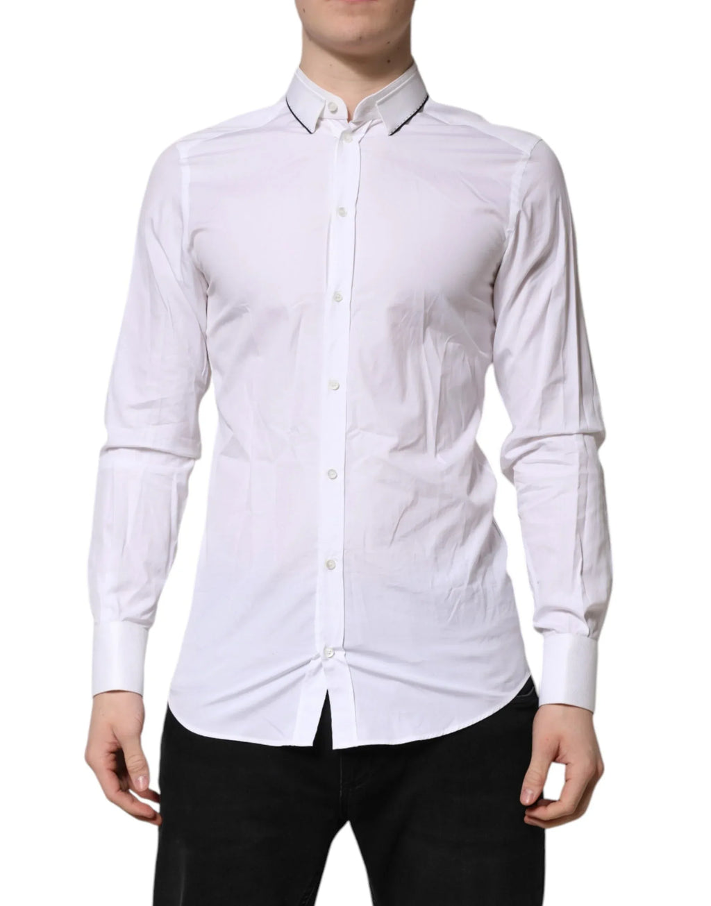 Dolce & Gabbana White Cotton GOLD Long Sleeves Formal Shirt - Zeiniez