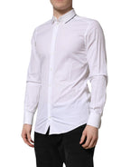 Dolce & Gabbana White Cotton GOLD Long Sleeves Formal Shirt - Zeiniez