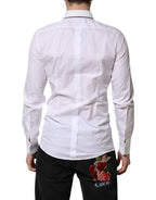 Dolce & Gabbana White Cotton GOLD Long Sleeves Formal Shirt - Zeiniez