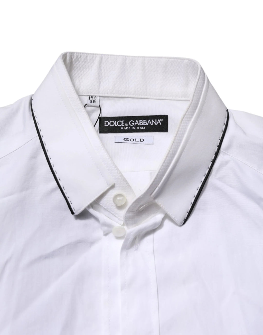 Dolce & Gabbana White Cotton GOLD Long Sleeves Formal Shirt - Zeiniez