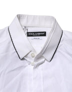 Dolce & Gabbana White Cotton GOLD Long Sleeves Formal Shirt - Zeiniez