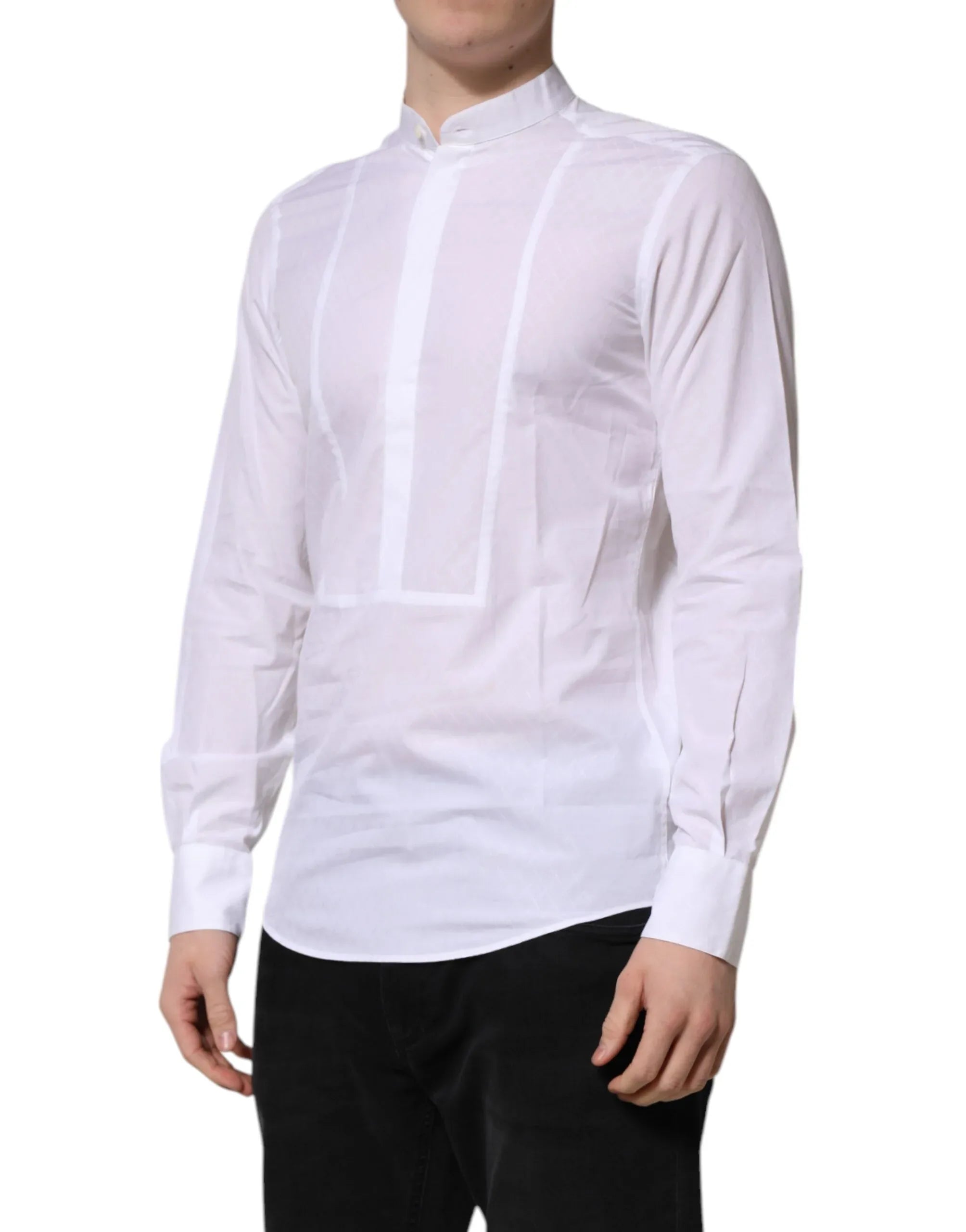 Dolce & Gabbana White Cotton Slim Long Sleeves Formal Shirt - Zeiniez