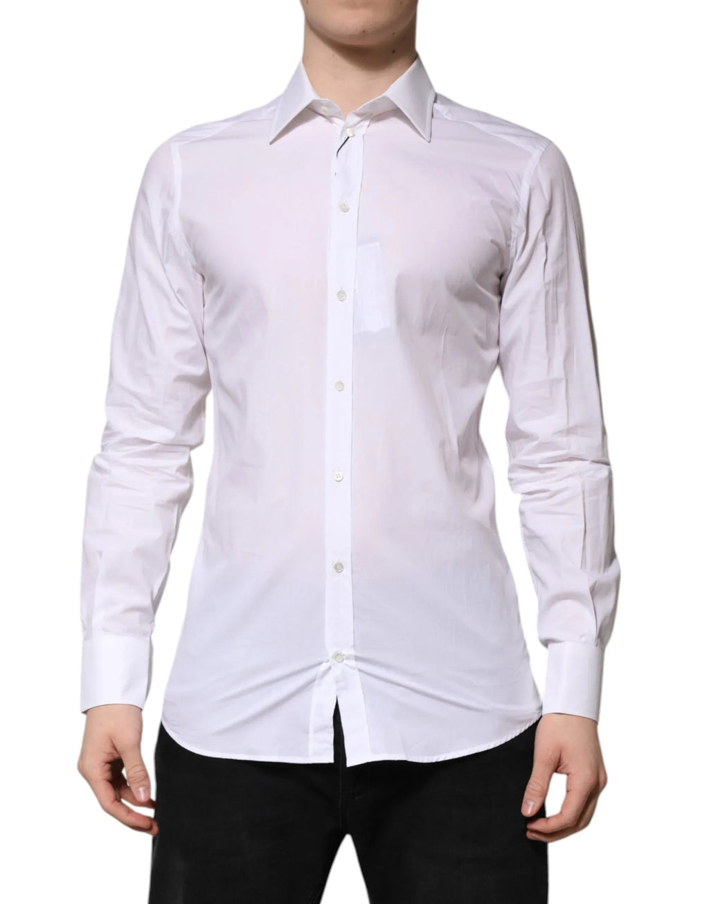 Dolce & Gabbana White GOLD Long Sleeves Dress Men Formal Shirt - Zeiniez