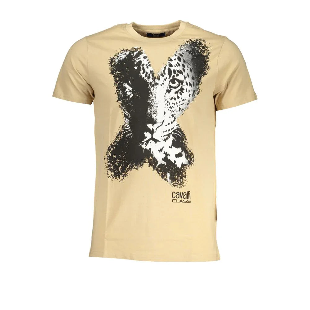 Cavalli Class Beige Cotton Men's T-Shirt - Zeiniez
