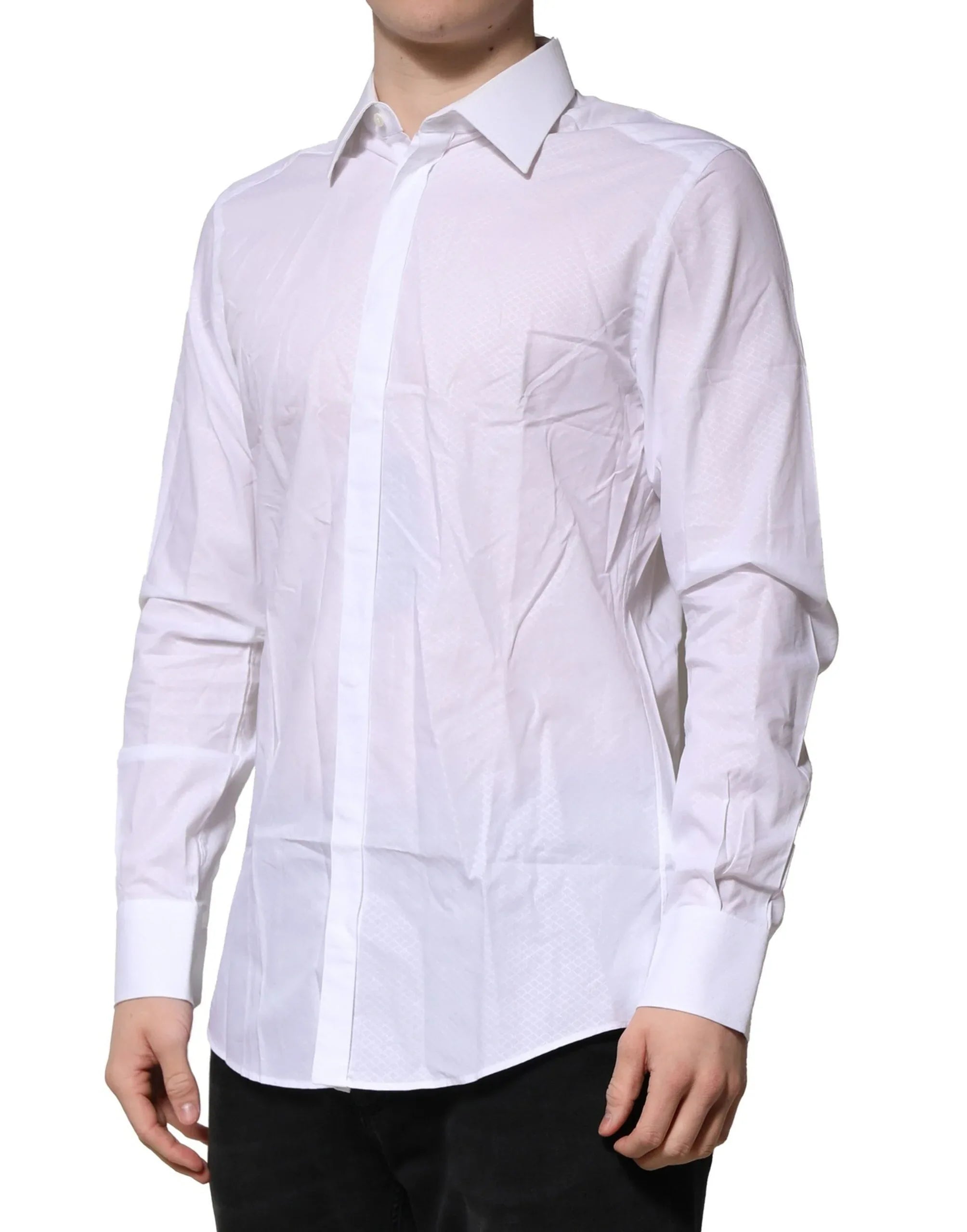 Dolce & Gabbana White MARTINI Long Sleeve Dress Formal Shirt - Zeiniez
