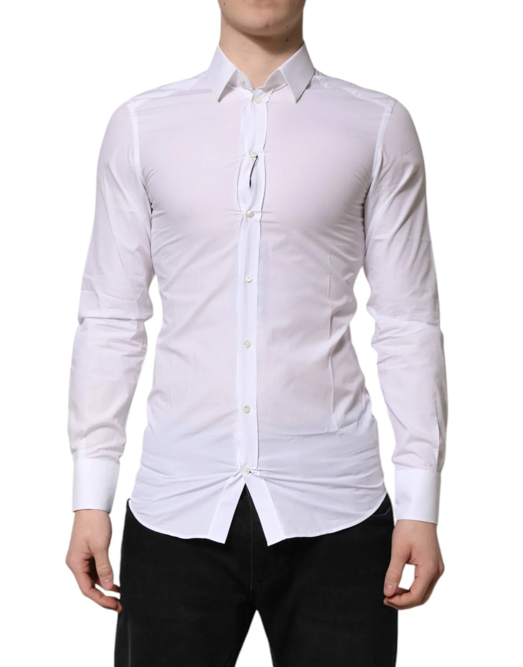Dolce & Gabbana White GOLD Long Sleeves Dress Men Formal Shirt - Zeiniez