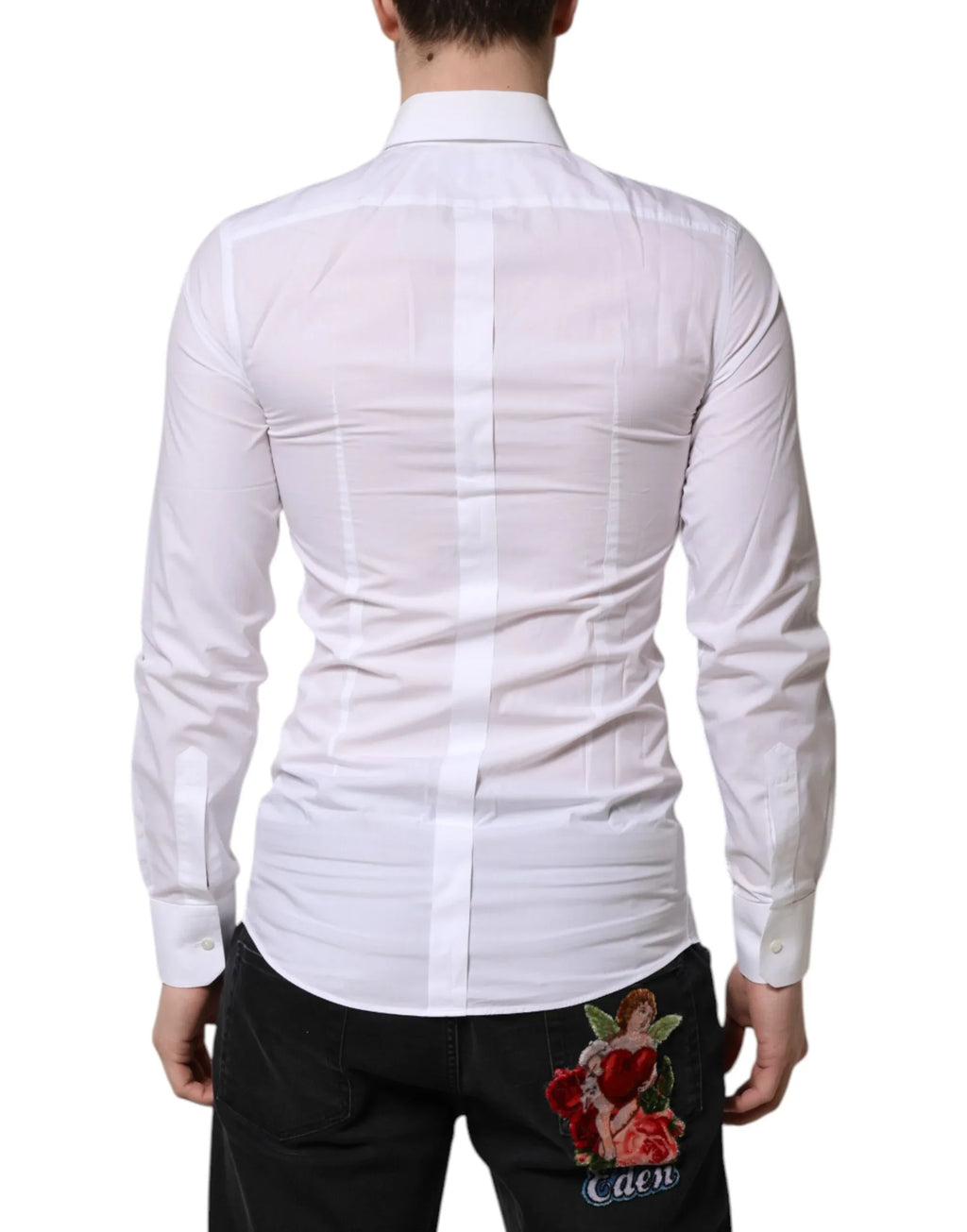 Dolce & Gabbana White GOLD Long Sleeves Dress Men Formal Shirt - Zeiniez